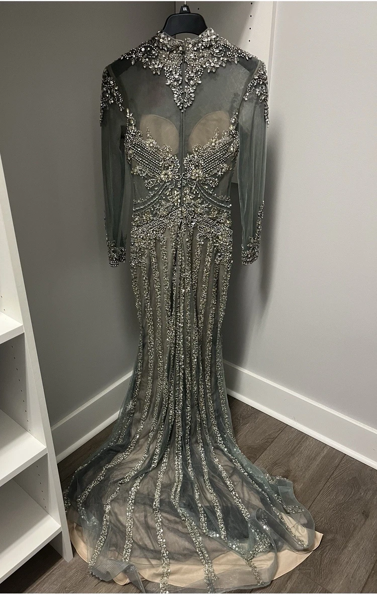 Lace Long Sleeve Gray Bridesmaid Dresses for sale | eBay
