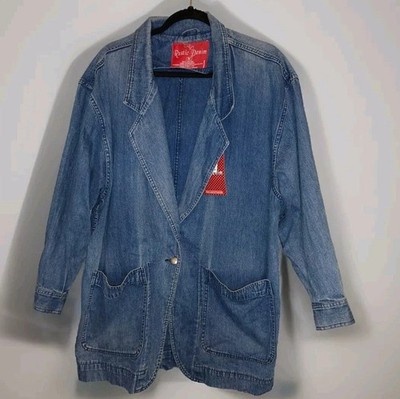 Womens Rustic Denim Blue Jacket Blazer Top One Button Size 1X Brand New W/ Tags