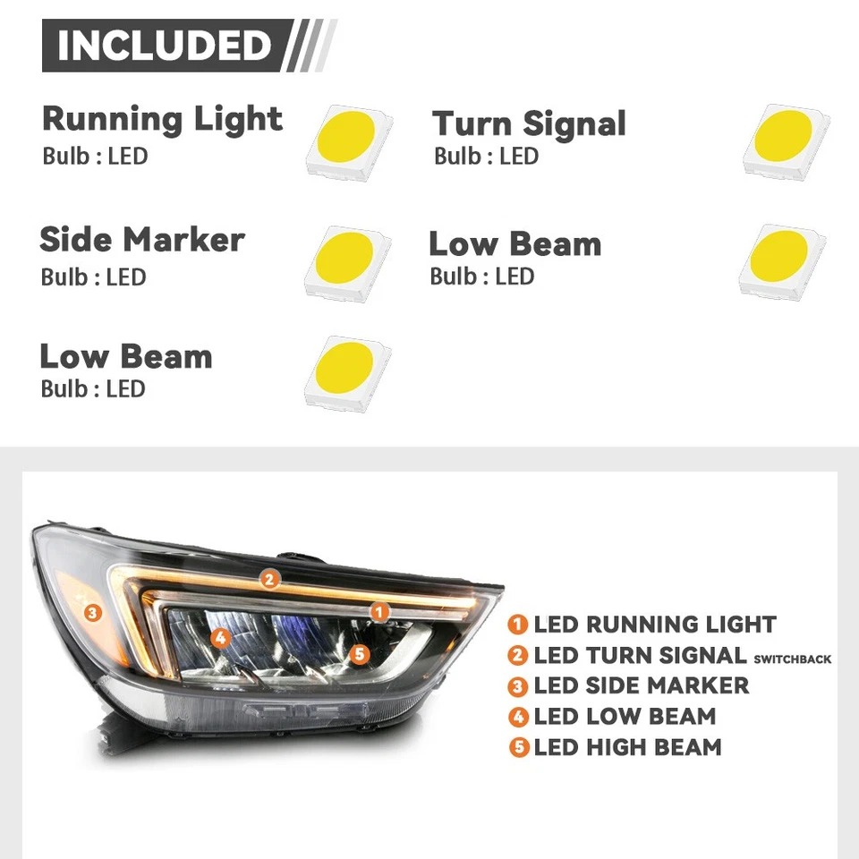Full LED Headlight w/ LED DRL For 2017-2020 Buick Encore Passenger Side 42740098 Foto 3 de 3