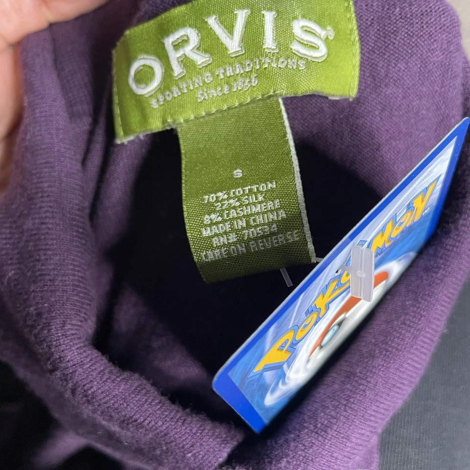 Suéter Orvis Cashmere Para Hombres Pequeño Púrpura Cuello Tejido Seda Usado en Excelente Condición Polo Preppy Foto 4 de 4