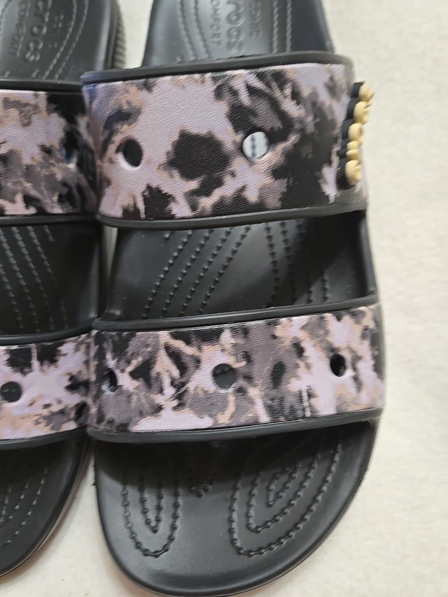 CROCS Mens Black and White Marble Double-Strap Slide Sandals Crocs Classic Clog Marble Beach Sports  main image 4
