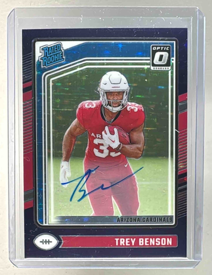 Trey Benson 2024 Panini Donruss Optic #293 Purple Stars Rated Rookie Auto /42