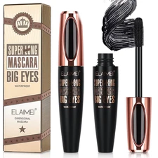 2 Pack Mascara Black Volume and Length, Natural Waterproof Smudge-Proof 4D Silk