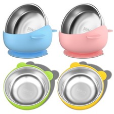 Bakpoco Stainless Steel Baby Bowls w/ Suction - SUS304 Toddler, 2-in-1
