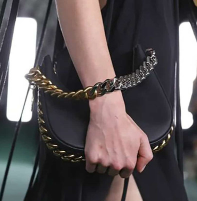 NEW STELLA MCCARTNEY Frayme Mini Curved Zipped Shoulder Bag Black Alter Mat