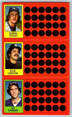 Robin Yount / Rick Cerone / Ed Farmer 1981 Topps Scratch-Offs 10 / 28 / 54