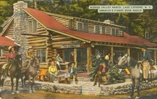 Hidden Valley Ranch, Lake Luzerne, NY Postcard Vintage 1943 Finest Dude Ranch N