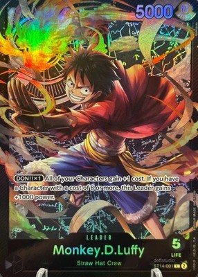   Monkey.D.Luffy   ST14-001 Alt Art Leader Starter Deck 14 Holo One Piece TCG NM