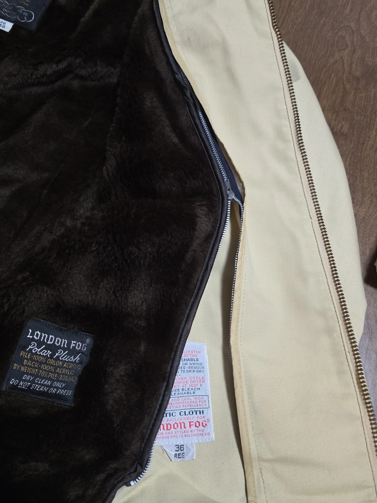 Vtg 70s London Fog Zip Jacket 36 Reg Celtic Cloth Bomber Removable Plush Liner image 14