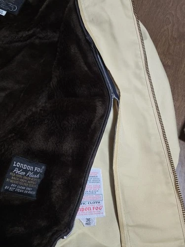 Vtg 70s London Fog Zip Jacket 36 Reg Celtic Cloth Bomber Removable Plush Liner image 14