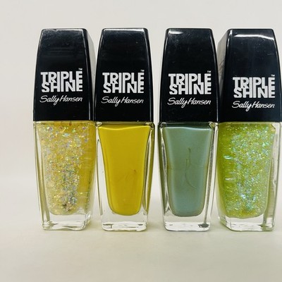 4 Sally Hansen Triple Shine Nail Polish Nail Polish Glitter Blue Green Yellow