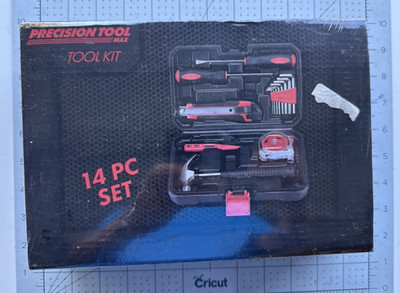 14 Pc Precision Tool Max Kit Hammer Tape Measure Hex Wrenches Screwdriver & Case