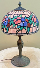 American Tiffany Table Lamp handcrafted Stained Leaded Glass Floral pattern 20