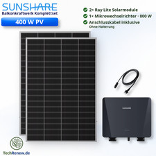Balkonkraftwerk 400W Set Sunshare Ray Lite Mikrowechselrichter ohne Halterung