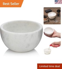 Handmade White Marble Shaving Bowl with Grooves for Maximum Lather Experience
