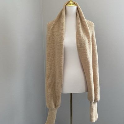 Chic Boho Beige Wrist Shrug Shawl Wrap Scarf Lagenlook Vintage Twee Sweater