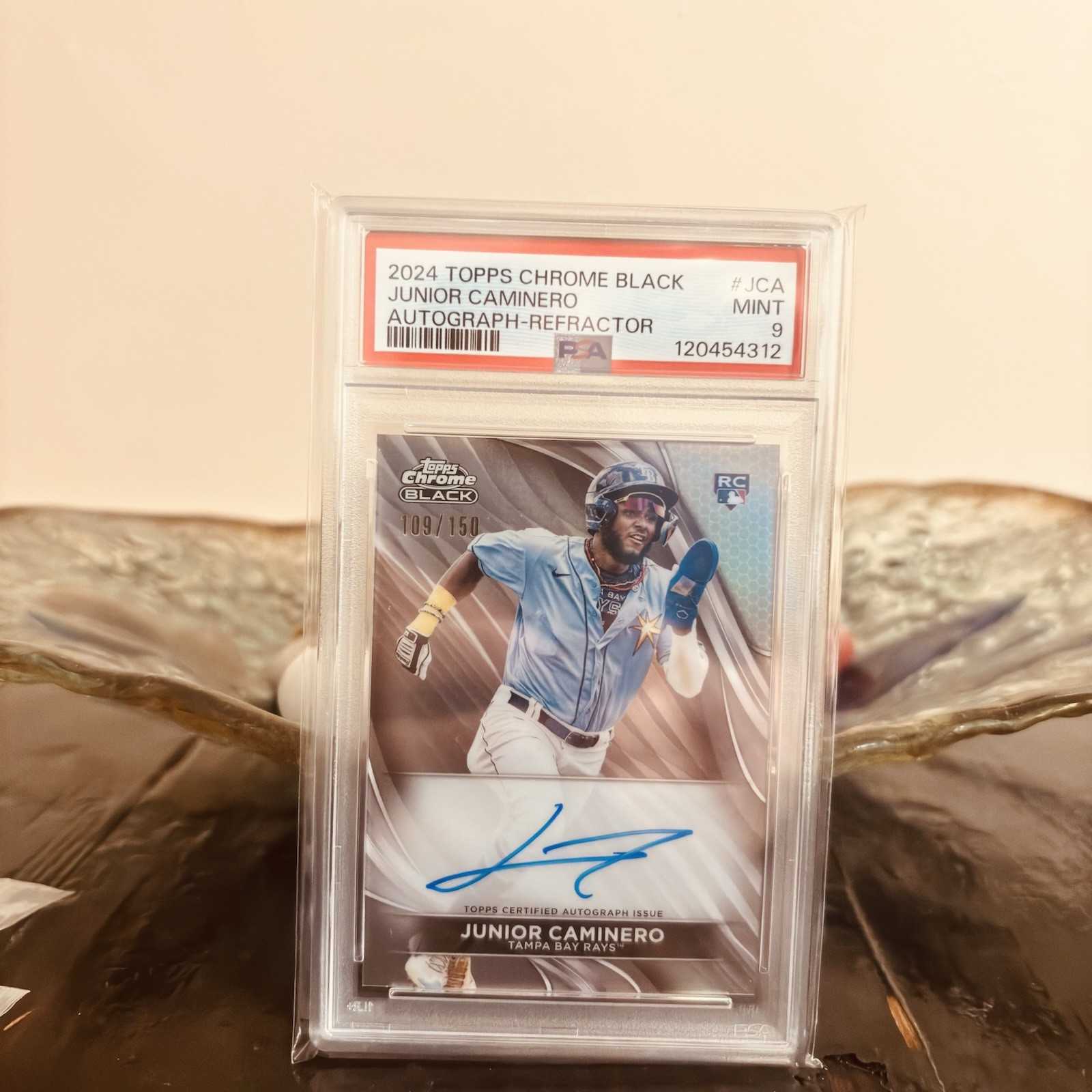 2024 Topps Chrome Black Junior Caminero RC Auto PSA 9 🔥 Rays Rookie Star!