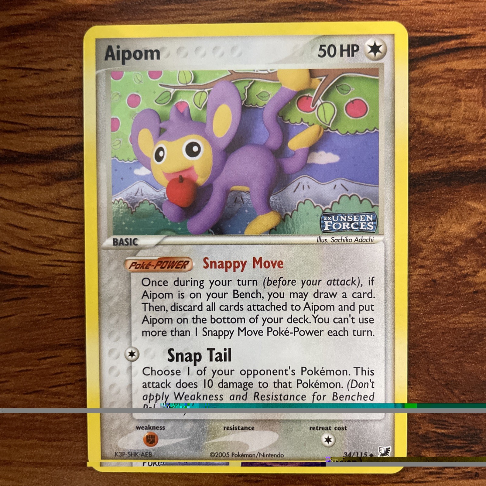 Pokemon EX Unseen Forces Aipom Stamped Reverse Holo 34/115 NM