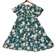 NWT Torrid Floral Dress 4X Size 4 Teal Cream Tiered Midi Tea Length Plus