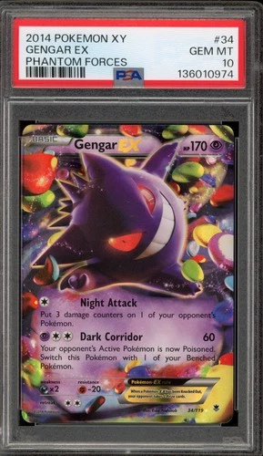 Pokemon Gengar EX XY Phantom Forces Holo Ultra Rare #34 PSA 10 Gem Mint