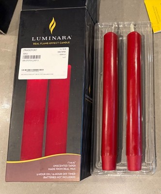 As-is Luminara LED Flickering Flame, Pack of 2 1x9.75, Red Candles