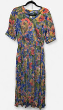 Vtg Leslie Fay Floral Midi Dress S Cottagecore Garden Party Pleated Grandmacore