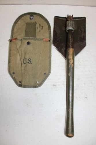WW2 US Military Entrenching Shovel Folding Handle E-Tool with Cover Pouch JF58