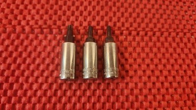 3 CRAFTSMAN 1/4'' DRIVE TORX BIT SOCKETS WITH BITS, MADE IN THE U.S.A.