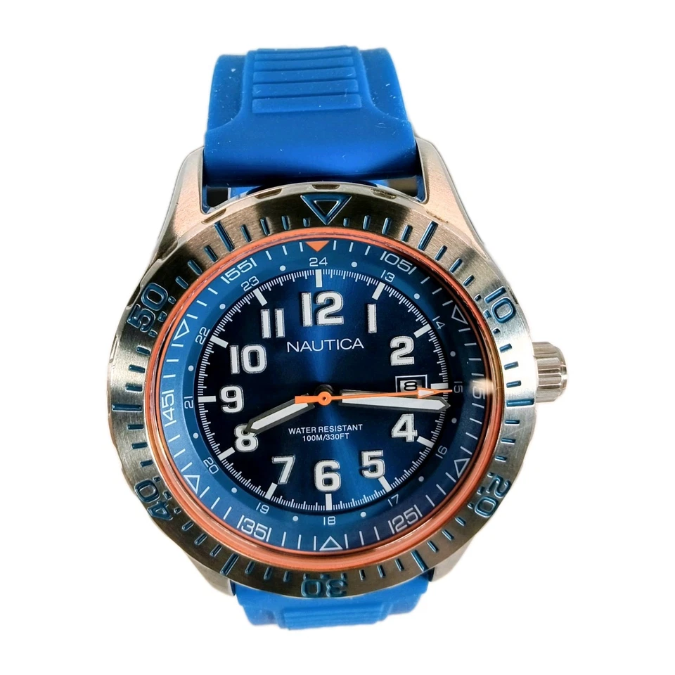 Nautica43 MM NAS12535G Men's Blue Dial Blue Strap Water Resistant Watch NOS - Image 2 of 4