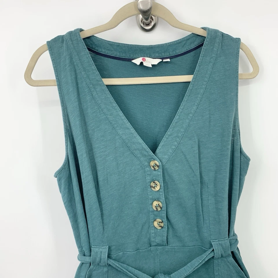 Mono Boden Mujer Talla 12 Grande Bryony Verde Teal Tanque Pierna Ancha Pantalón Corbata Foto 3 de 4