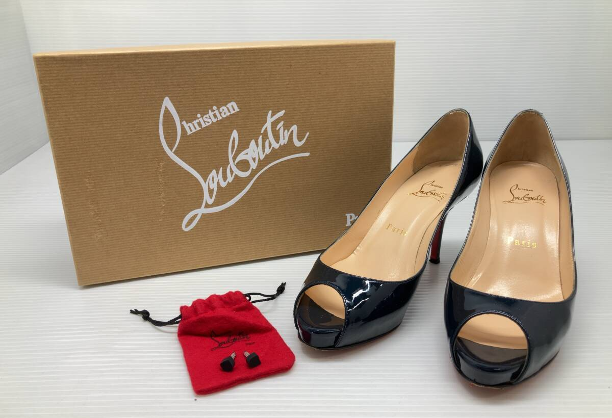 Christian Louboutin Mater Claude 85 Open Toe Pumps Size 36.5 Black