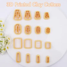 Basic Clay Cutters Set - 16 Pcs for Polymer Clay Earrings Making, Oval Rectan...