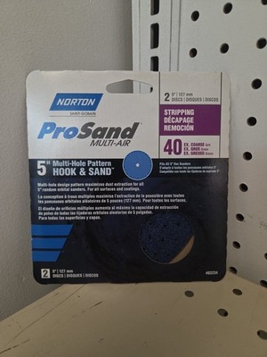 Norton 03234 ProSand 5'' Hook & Loop Sanding Disc 40 Grit Extra Coarse Pack of 2