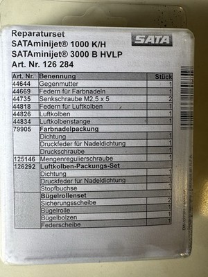 SATA Mini Jet 1000K/H, Jet4 & MJ 3000 B HVLP rebuild kit Item#126284