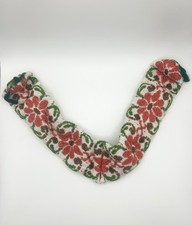 Vintage Trachtenkragen / Kropfkette Textil Handbestickt Alpenraum Floral 44cm