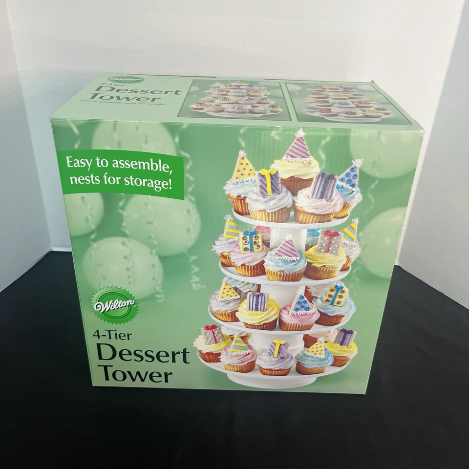 Wilton 4-Tier Stacked Cupcake Dessert Display Tower Wedding Shower, Original Box - Image 2 of 4