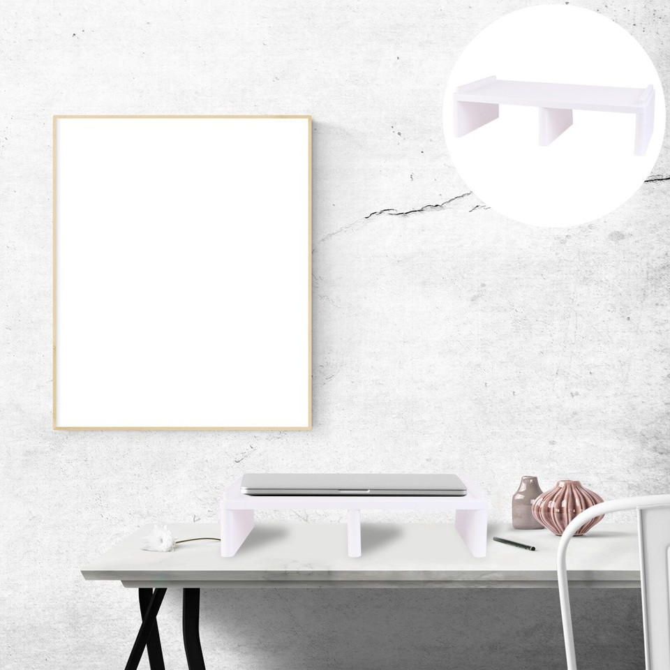 Monitor Riser White Laptop Stand Computer Corner Risers Desk for ...