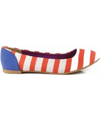 Ballet plano a rayas Qupid Salya-629 punta redonda Foto 2 de 3