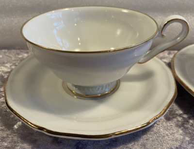 (2) Royal Bayreuth Cup & Saucer set. Germany/Bavarian. Gold Trim.