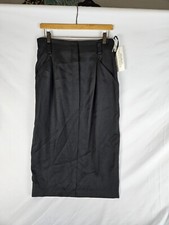 NWT Vtg 100 Pure Silk Skirt 90's Ellen Tracy Size 14 Black High Waist Lined
