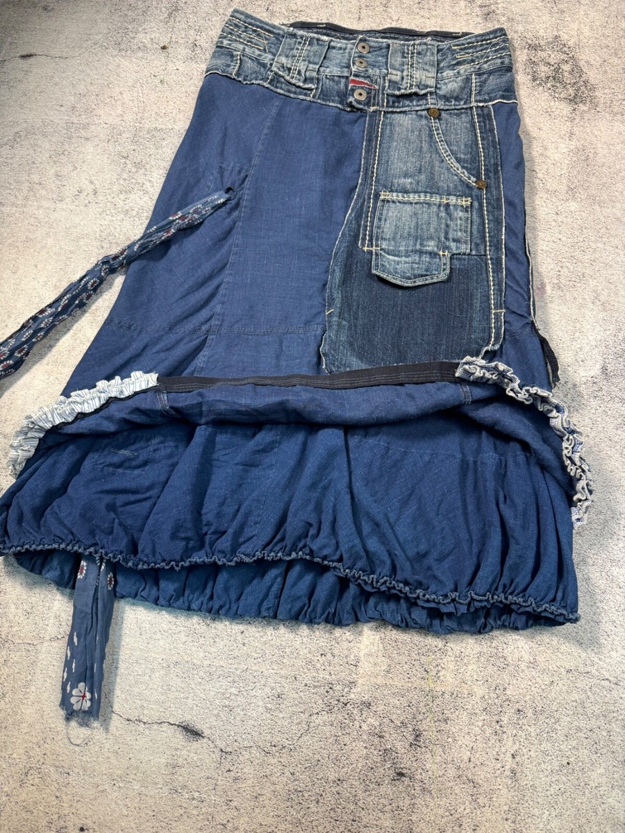Marithe francois girbaud women denim y2k long skirt avant