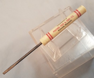 Vintage Fischer Feed & Seed Co. Advertising Screwdriver Walworth Wis 5 1/8'' long