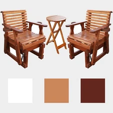 3PCS Outdoor Glider Rocking Chair Set with Side Table, Patio Swing Furniture