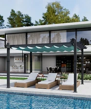 🥇10x13 Ft Modern Aluminum Pergola Outdoor Pergola with Adjustable Canopy Stable