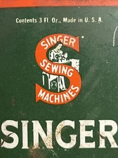 Vintage Singer Sewing Machine Oil Tin Can Green Lead Top Spout & Cap Advertising