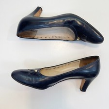 Vintage Salvatore Ferragamo Blue Leather Pumps, Size 7