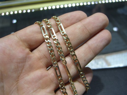 FINE SOLID 14 KARAT YELLOW GOLD LINK 27 GRAM NECKLACE 22" 5.5 MM WIDE NEW WOW - Picture 10 of 12