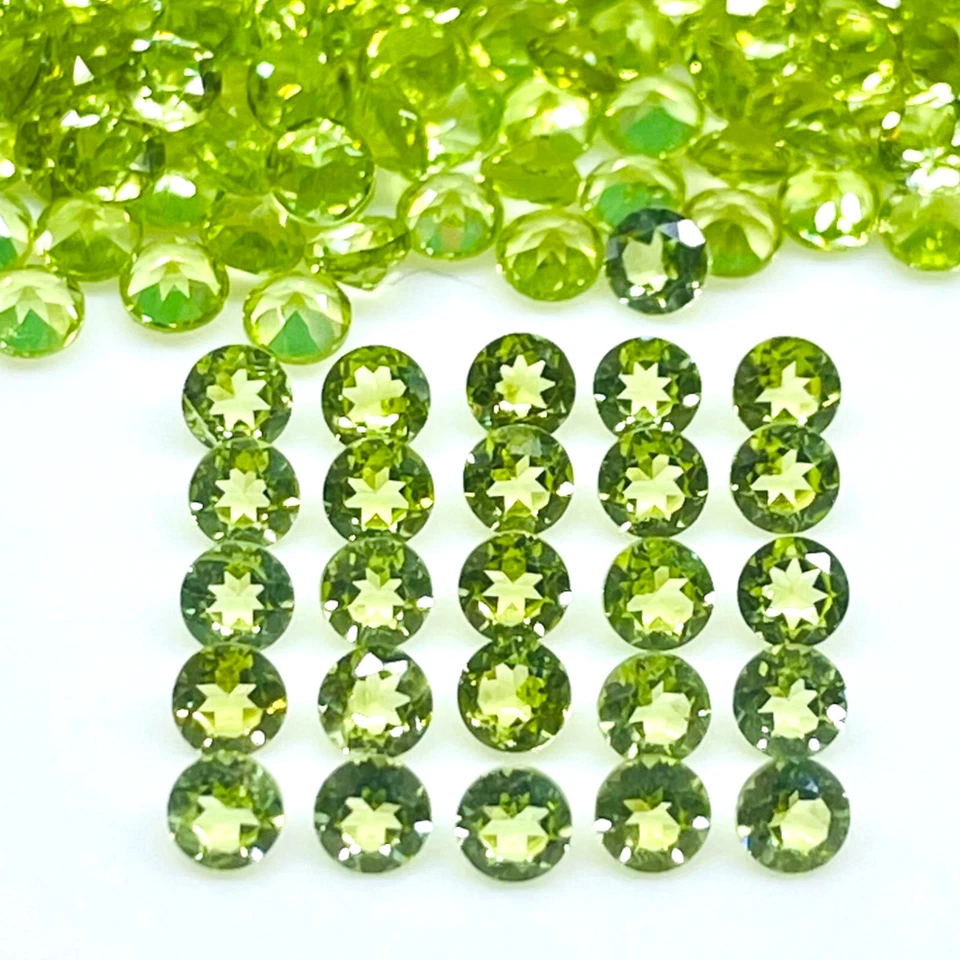 VVS 200 Pcs Natural Peridot 2.3mm Round Cut AAA Top Quality Loose Gemstones Lot - Image 2 of 4
