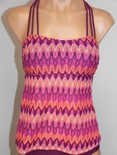 Hula Honey Swimsuit Bikini Tankini Top Sz L Crochet Wine