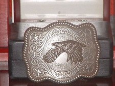 Pre-owned Silver Tone Heavy Eagle Belt Buckle